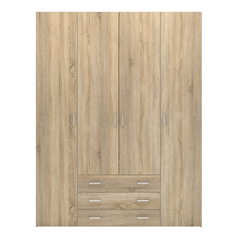 Orval 4 Door Manufactured Wood Wardrobe, Oak