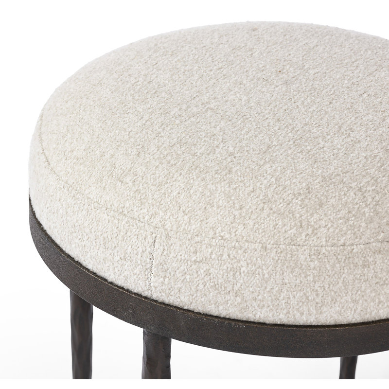 CORINNE Upholstered Accent Stool, Crete Pebble Polypropylene
