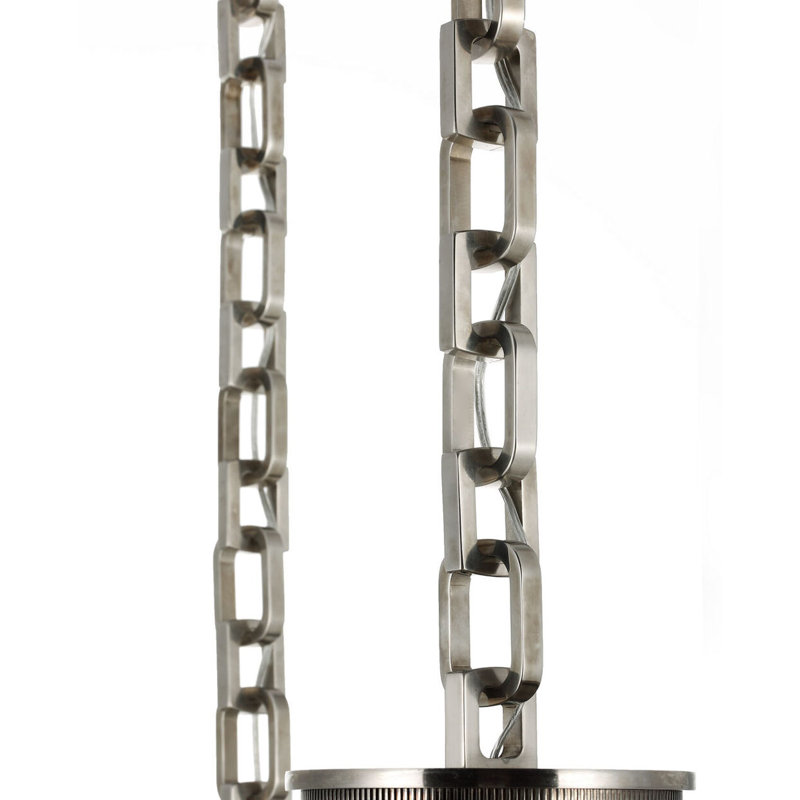 Bellamy 2 Light Statement Chain 16" Globe Chandelier, Clear, Pewter