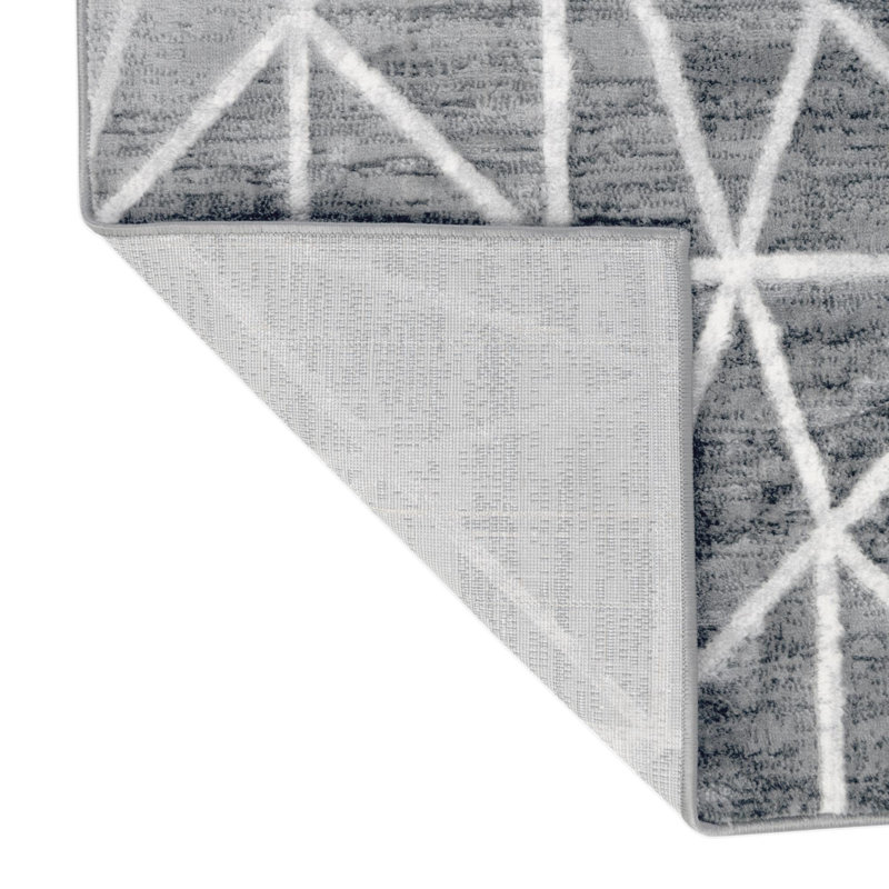 Tapis géométrique gris foncé / ivoire Oceola, Rectangle 5 pi 1 po x 8 pi