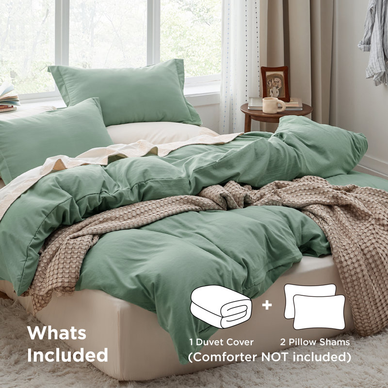 Bedsure Microfiber Duvet Cover King Size - Prewashed Cotton-Like Extra Soft Bedding Set (Set of 3), null, null