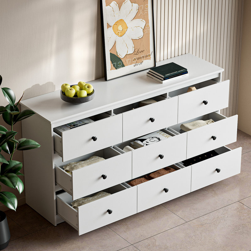 Commode 9 tiroirs Renold, Blanc