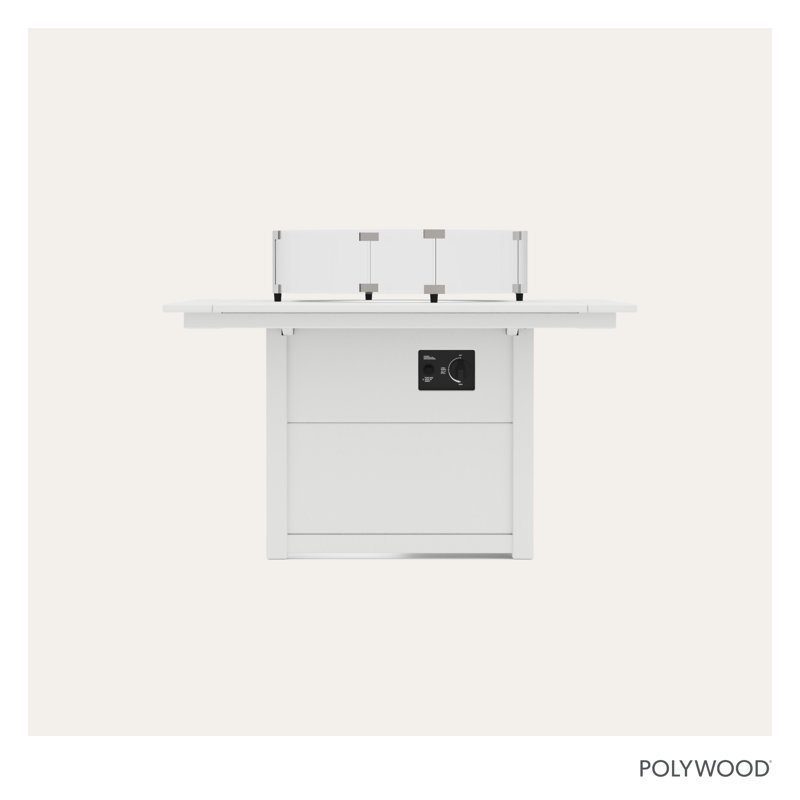 POLYWOOD Square 42" Fire Pit Table, White