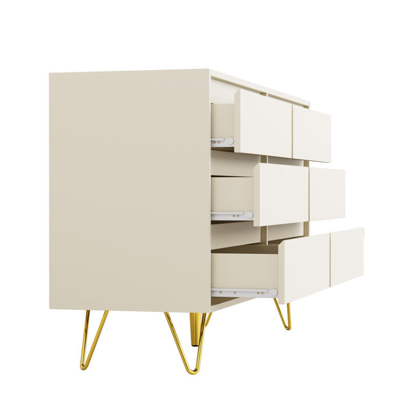 120cm W 6 - Drawer Chest of Drawers, Cream