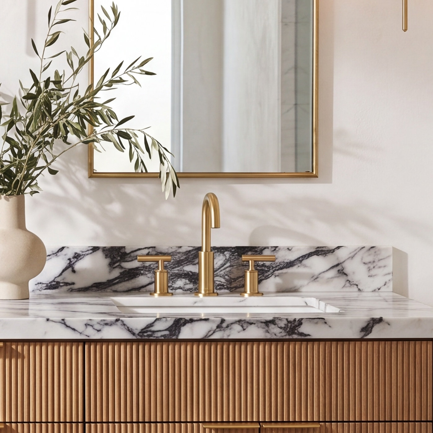 Purist Low-Handle Widespread Bathroom Faucet, Vibrant Brushed Moderne Brass