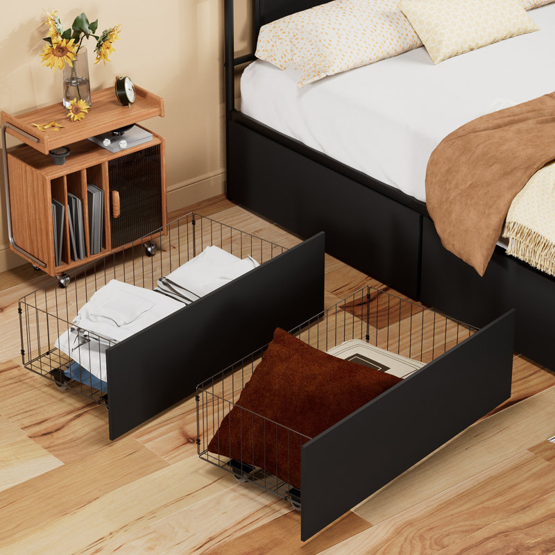  Underbed Storage Set, 13.4" H x 37.6" W x 19.7" D, Black