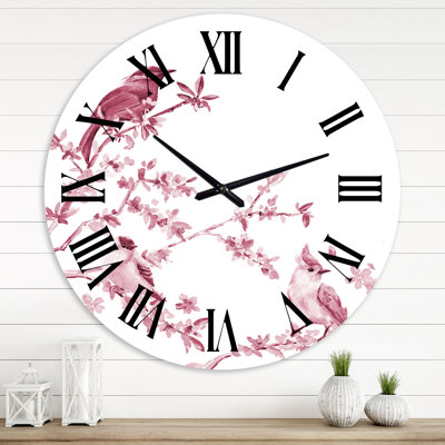 Beautiful Pink Birds - Traditional Wall Clock