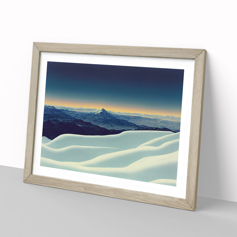 Winter Sunrise over Mountains - Framed Print, 46cm H x 64cm W x 2cm D, Oak Framed