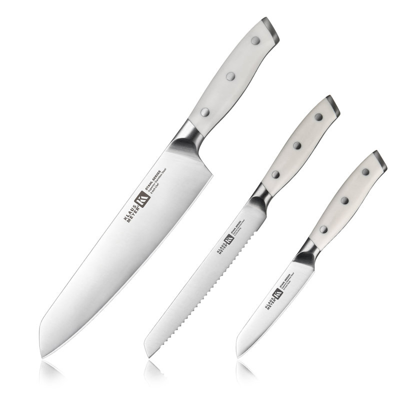 Klaus Meyer Stahl 3 Piece Knife Set, White
