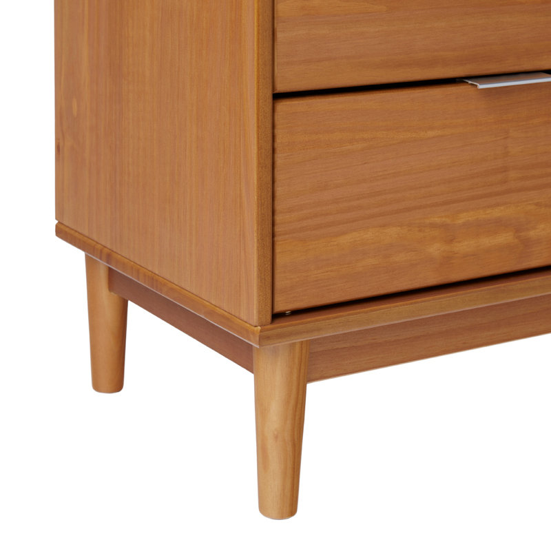 Mid-Century Modern 2-Drawer Solid Wood Nightstand, Nightstand, Caramel