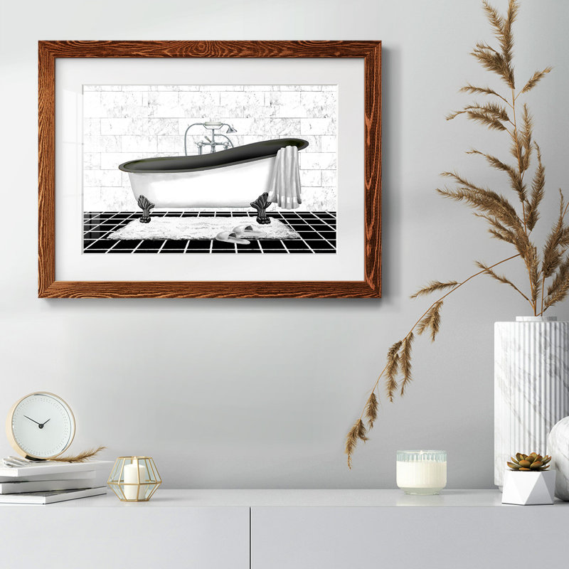 Modern Bath II, reproduction d'art encadrée, Érable, H 28 po x l 42 po x P 1,5 po