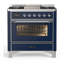 Majestic III Series 36 Inch Dual Fuel Range with 6 Sealed Burners, Griddle, in Glossy Black (Natural Gas, Brass Trim)-996369093-996369101-996369085