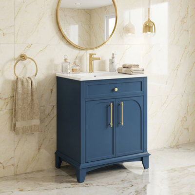 Ensemble de meuble-lavabo moderne 27,8 po avec rangement, bleu