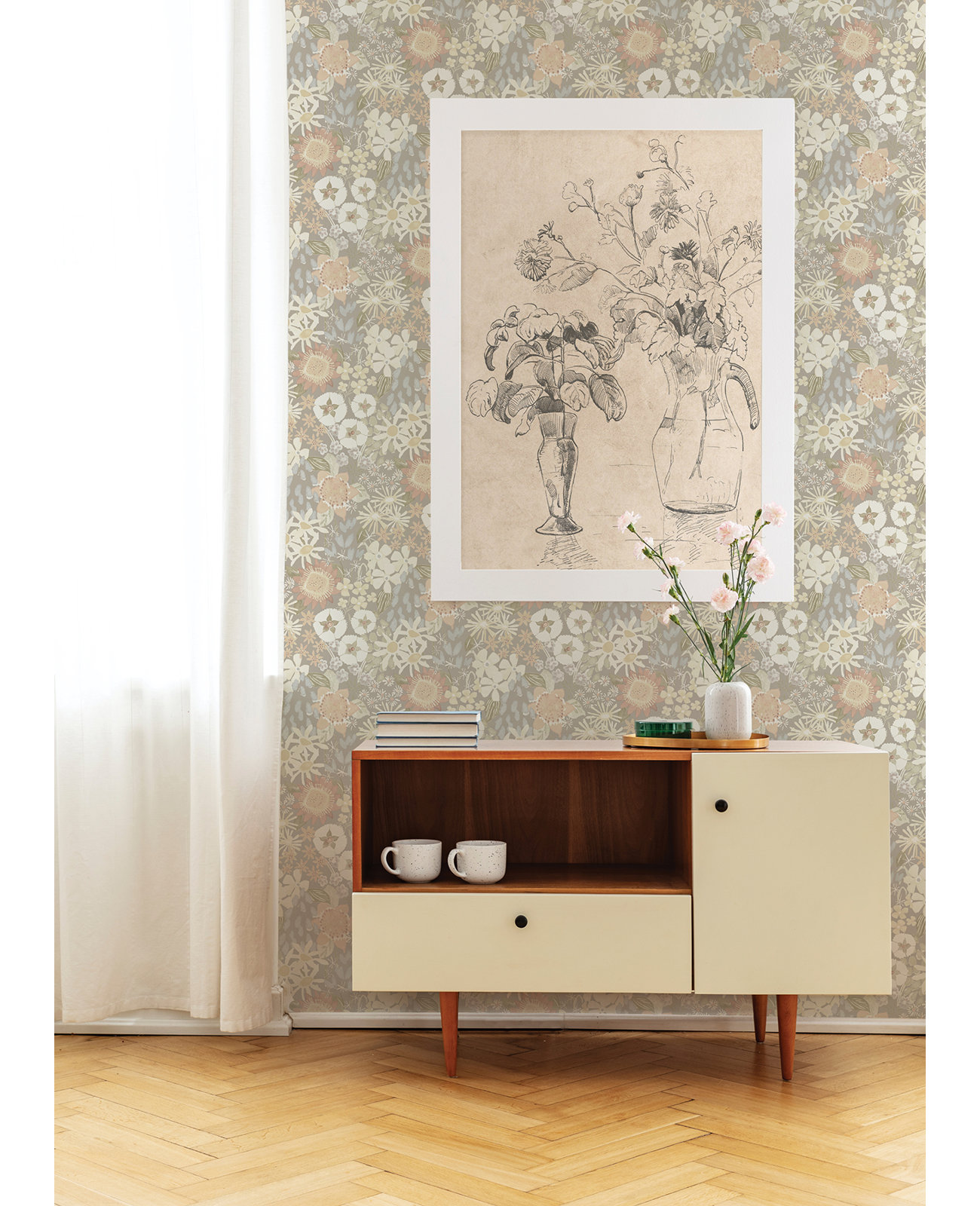 Anika Flowers Wallpaper, Pastel