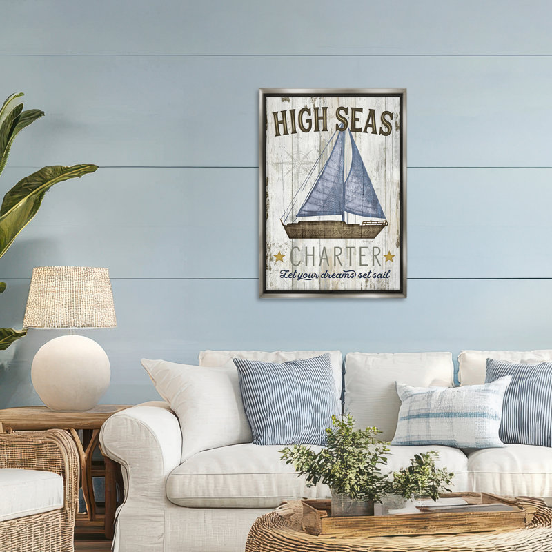 Art mural sur toile flottant High Seas, par Jennifer Pugh, H 31 po x l 21 po, Cadre flottant gris lustré