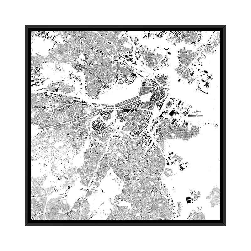 «Boston» par Urbancam - impression sur toile tendue, H 18 po x l 18 po x P 1,5 po, Toile avec cadre noir, Pas de tapis