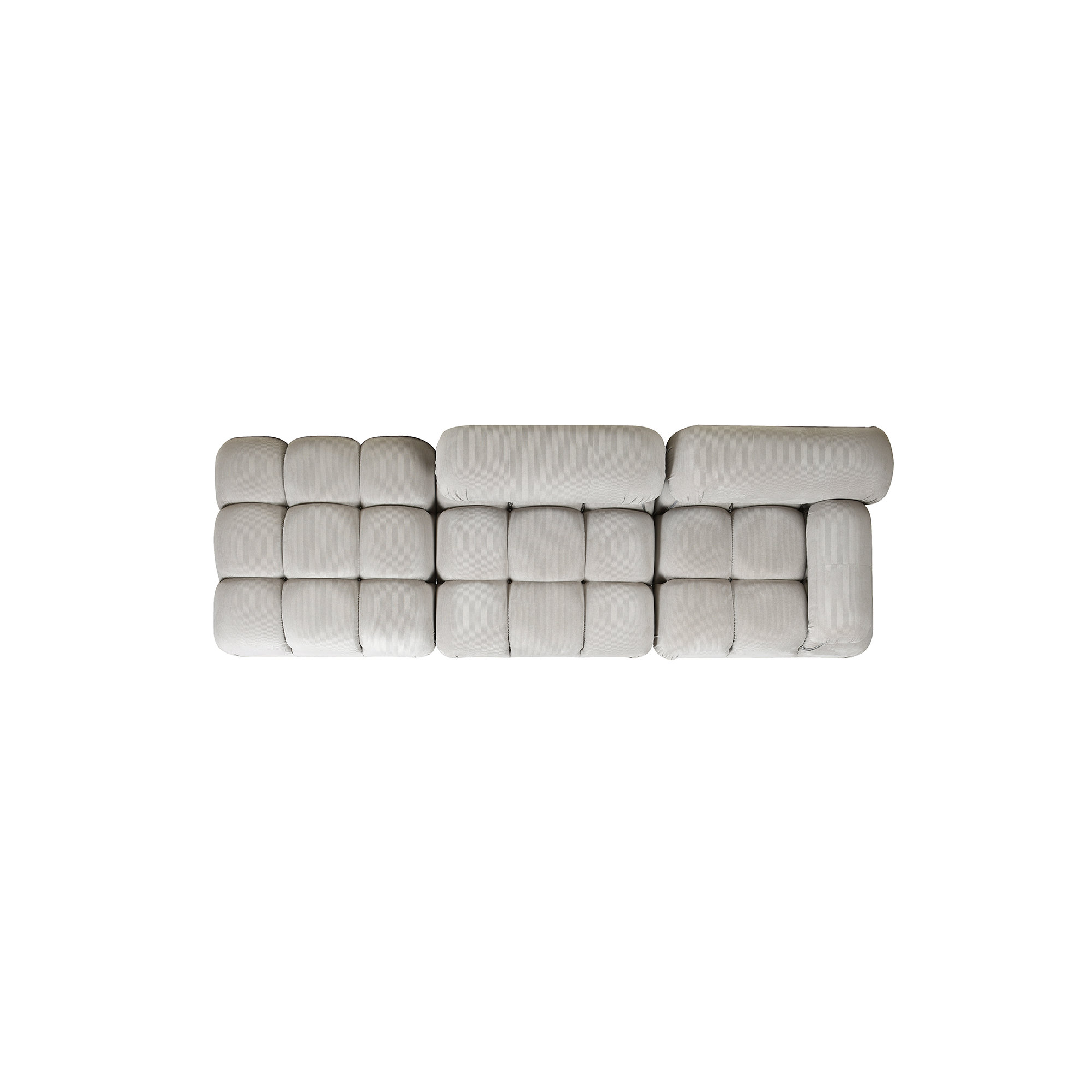 Sigma Upholstered Chaise Lounge, Pebble Gray Corduroy