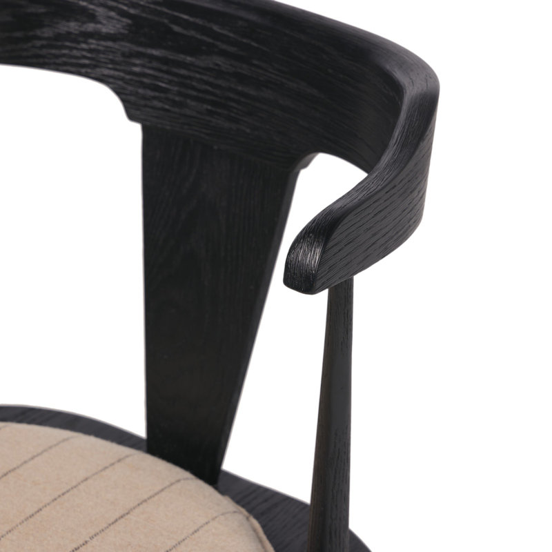 Garth Solid Wood Bar Stool, Sandy Oak, Lavon Flint/Linen Blend, Bar Stool (29.94" Seat Height)