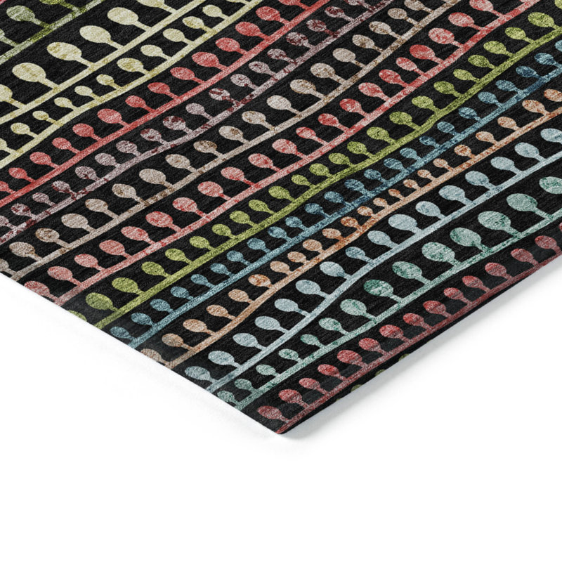 Tapis intérieur lavable rayé vert 3 pi x 5 pi