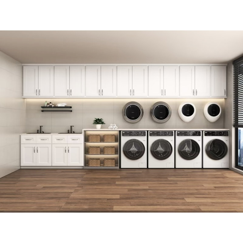 Armoire murale en bois massif avec 2 portes et 3 tablettes réglables pour le garage de la cuisine.