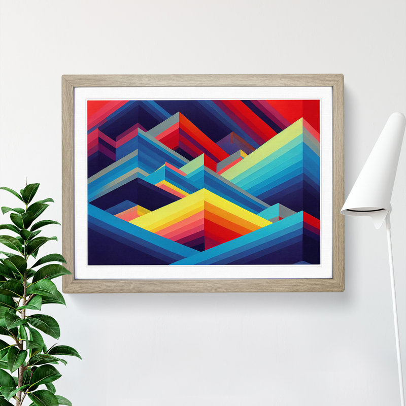 Uplifting Abstract Art - Framed Print, 25cm H x 34cm W x 2cm D, Oak