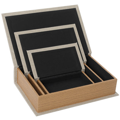 Wood Decorative Faux Book Boxes Set Of 3