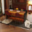 Ensemble d'îlot de cuisine 63 pouces avec 4 tabourets de bar - surface d'aspect marbre avec éclairage DEL-890321559-890321556