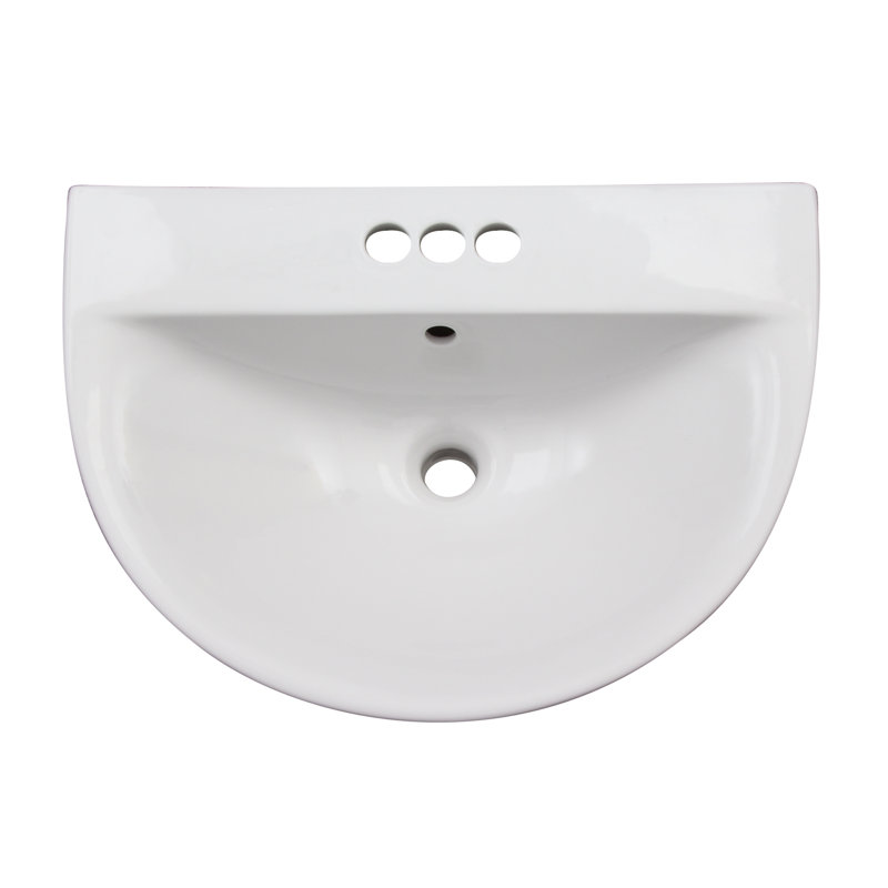 Barclay Morning 16.62'' White Vitreous China U-Shaped Bathroom Sink with Overflow, 4"