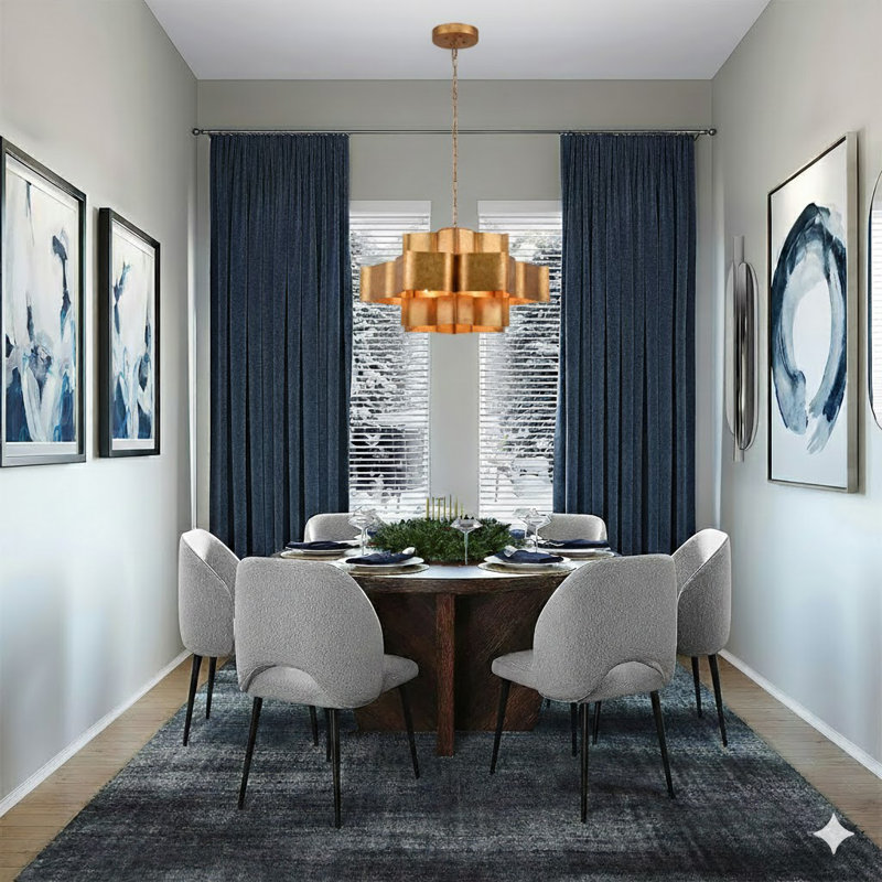 Lustre 12 lumières à 3 niveaux avec intérieur en feuille d'or Lillard, Doré clair