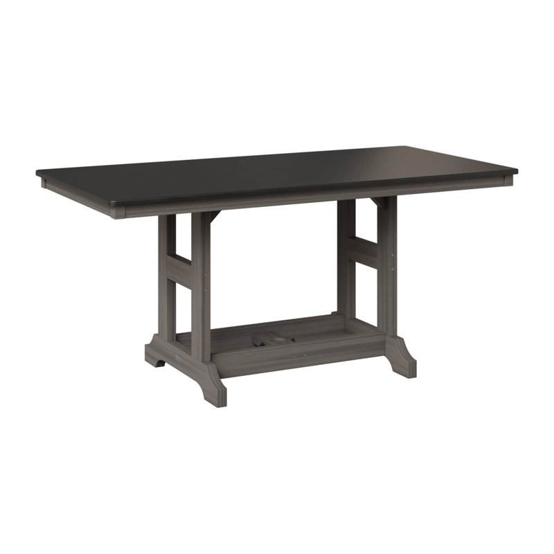Table de bar rectangulaire Berlin Garden, H 39,5 po x l 66 po x P 33 po, Noir martelé, Gris côtier