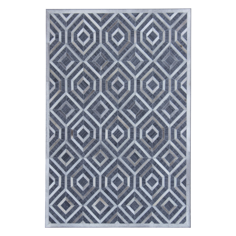 Tapis de zone gris touffeté à la main géométrique Straub