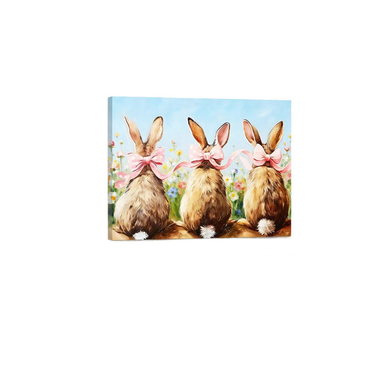 Lapin brun dans un champ de fleurs, lapin de Pâques, toile de fond encastrée en bois, décoration murale de ferme rustique 24 po x 36 po