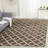 Rodgers Hand Woven Flat Weave Wool/Cotton Geometric Rug in Brown/Ivory-1136734600