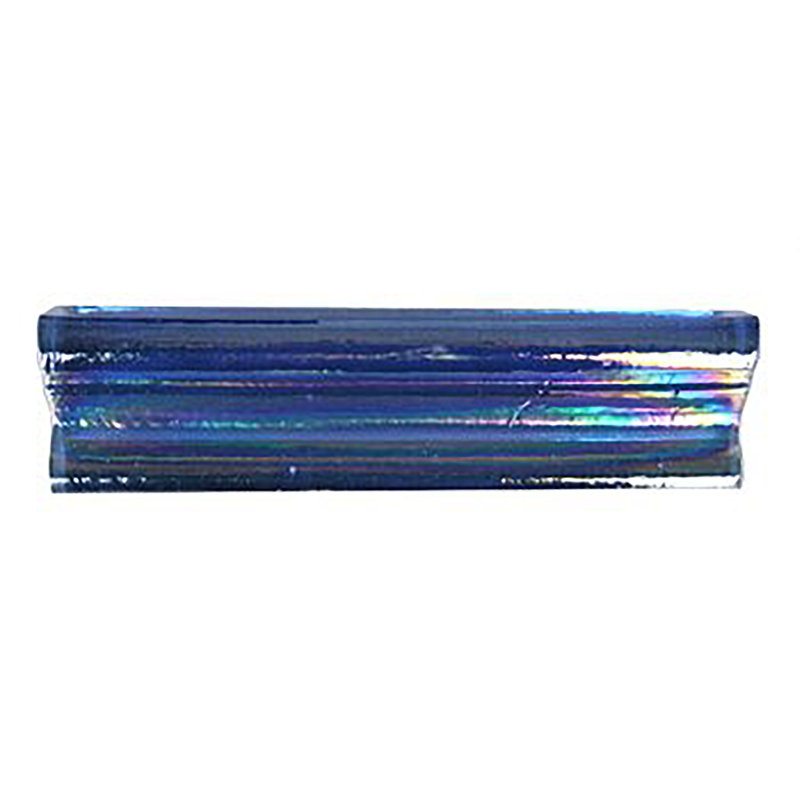 Atmosphere 2 in. x 8 in. Iridescent Recycled Glass Handmade Trim Decorative Wall & Pool Tile