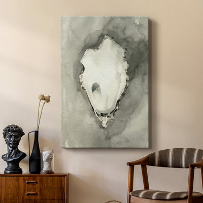 Neutral Oyster Shell I -Custom Wrapped Gallery Cavas