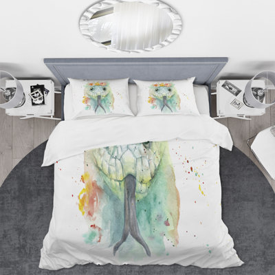 Portrait A Snake In Flowers - Ensemble de housse de couette Farmhouse - Microfibre de polyester