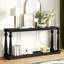 Console rétro à grain de bois rétro avec tablette inférieure et quatre pieds de vase, convient au vestibule, au couloir, au salon, à la chambre à coucher-474979184