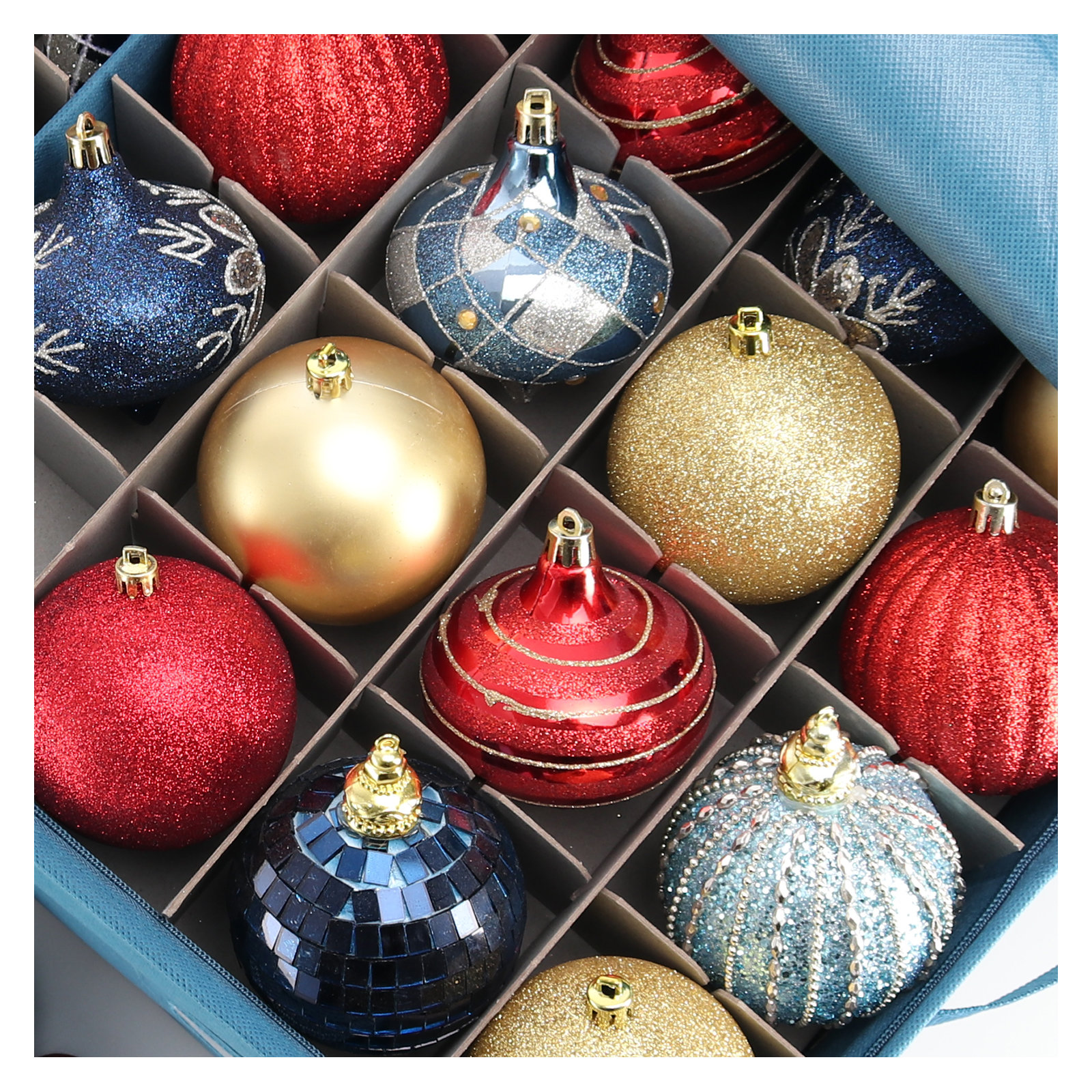 The Holiday Aisle Christmas Ornament Storage Box With Adjustable Dividers, 13" H x 13" W x 13" D
