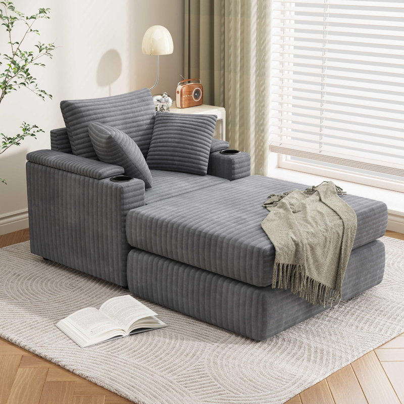 Fauteuil-lit d'intérieur surdimensionné avec repose-pieds, Gris