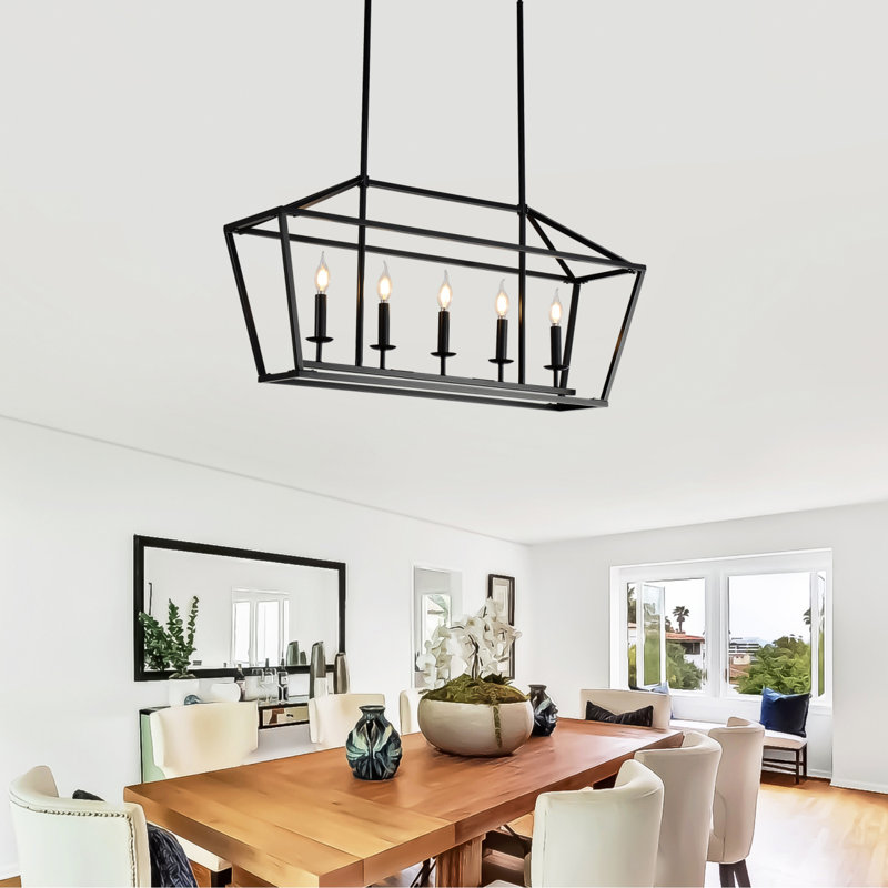 5-Light Farmhouse Kitchen Island Linear Chandelier
