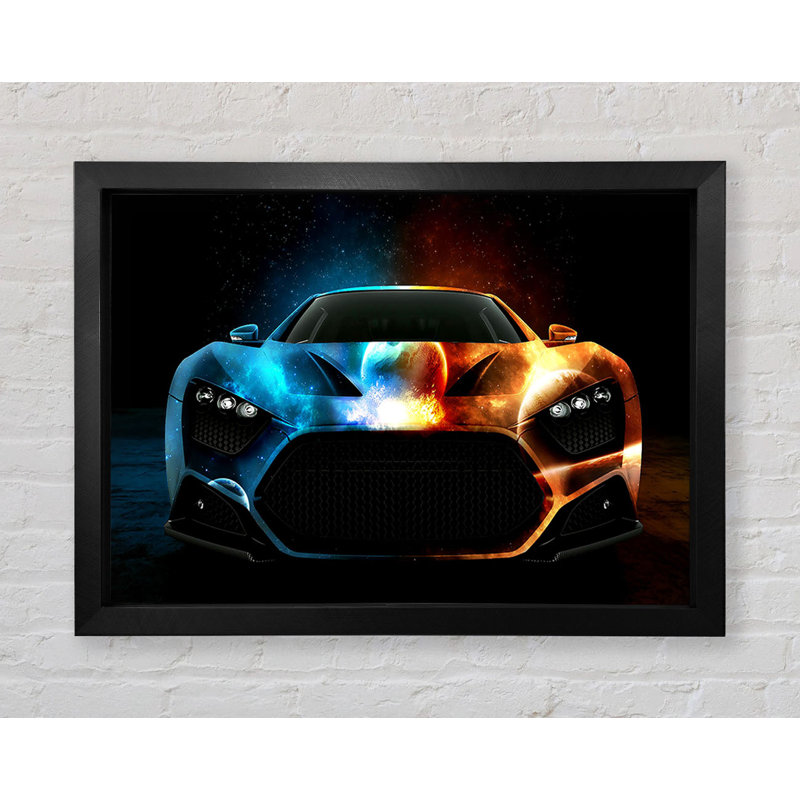 Space Car - Single Picture Frame Art Print, Black Framed Paper, 42cm H x 59.7cm W x 3.4cm D