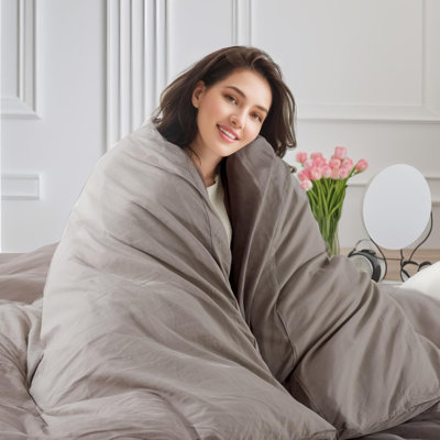 NEXHOME PRO Duvet Cover Set King Size Linen Look Organic Natural 100% Washed Cotton Duvet Cover Linen Cream Grey 3 Pieces Bedding Set with Zipper Closure, Breathable, Lightweight (No Comforter)