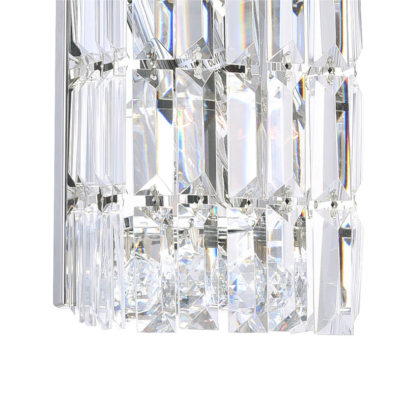 Applique murale chromée de 5 po de largeur pour salle de bain, applique en cristal 2 lumières avec base d'ampoule E12 - Compatible avec DEL, certifiée BACL