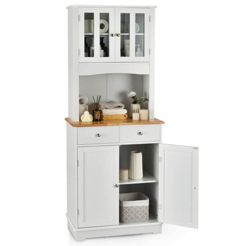 Red Barrel Studio® Armoire de rangement à micro-ondes avec 2 tiroirs et 2 portes