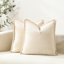 Washed Linen Textured Boho Farmhouse Pillow Cover With Tassels Edge