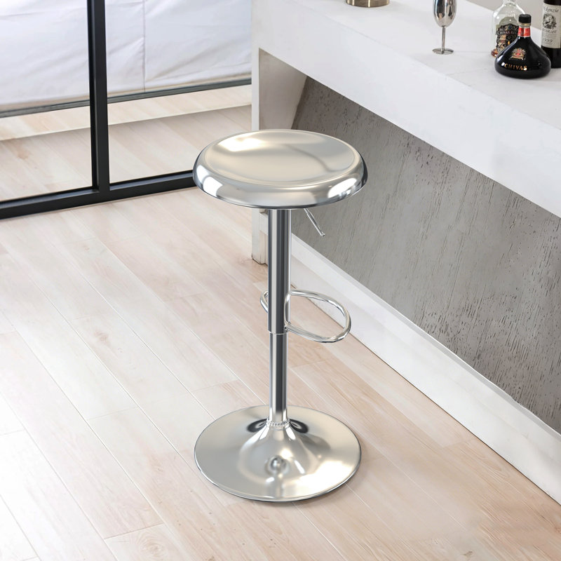 Juddson 1Pc Bar Stools, Adjustable Height Swivel Bar Stools, Metal Airlift Barstools, Backless Counter Height Bar Chairs for Kitchen Dining Room Pub Cafe