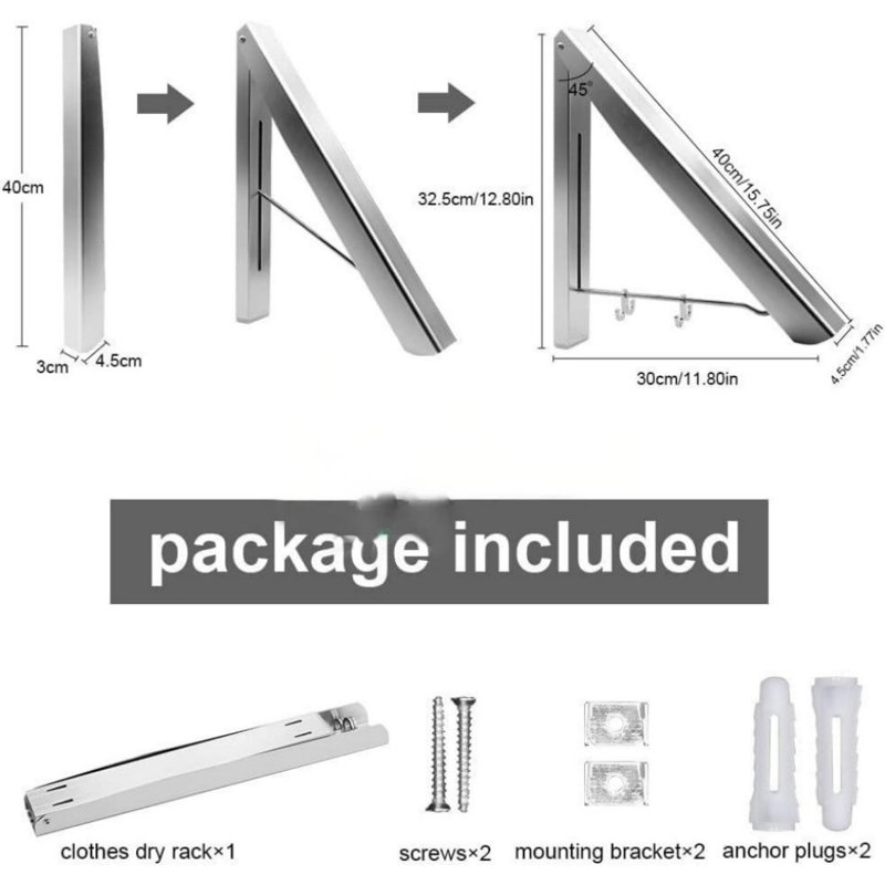 Supports à linge pour le séchage des vêtements, cintre rétractable mural pour la salle de lavage, garage, intérieur et extérieur, aluminium (1 support, noir)