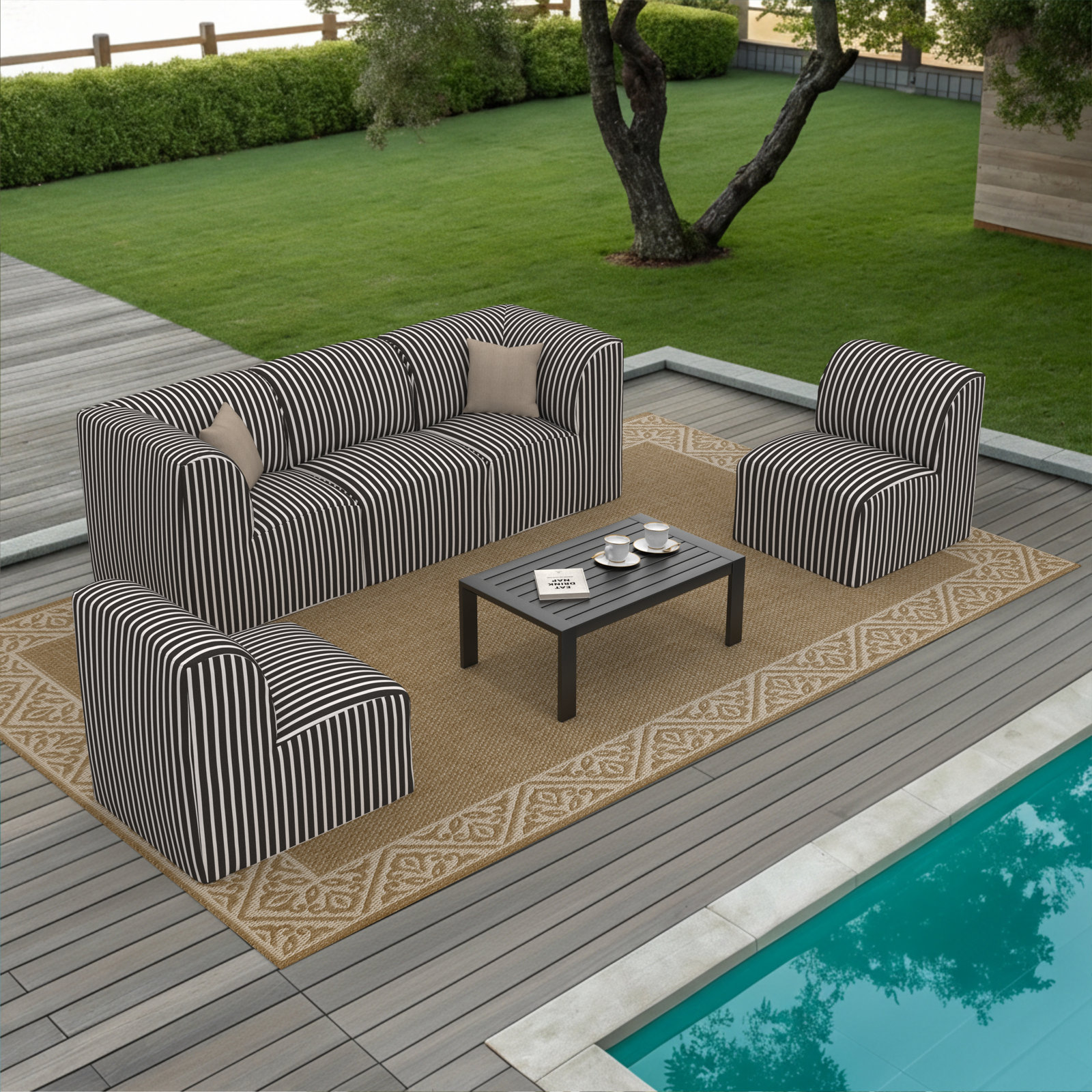Eliana 5-Person Sunbrella® Patio Seating Group, Sunbrella Shore Classic