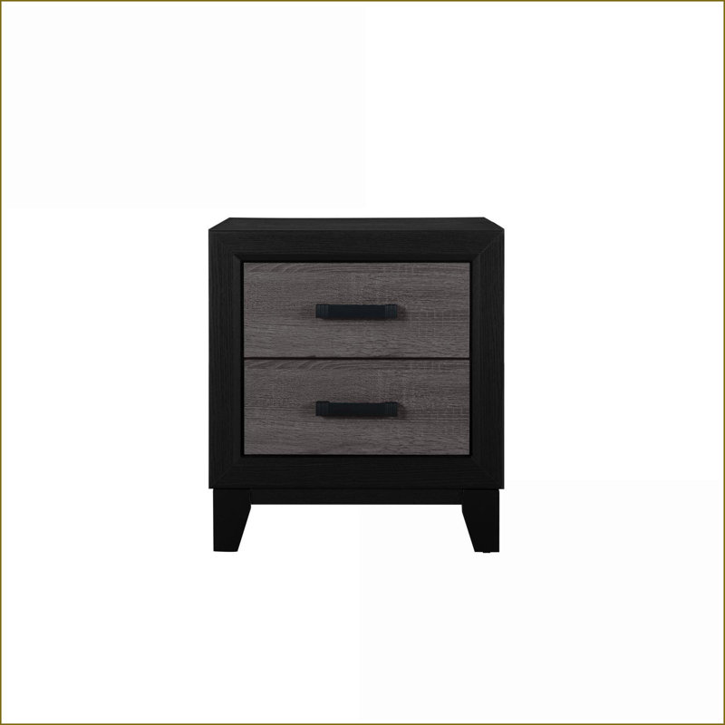 Soluto Urban Farmhouse 2-Drawer Rustic Gray Nightstand