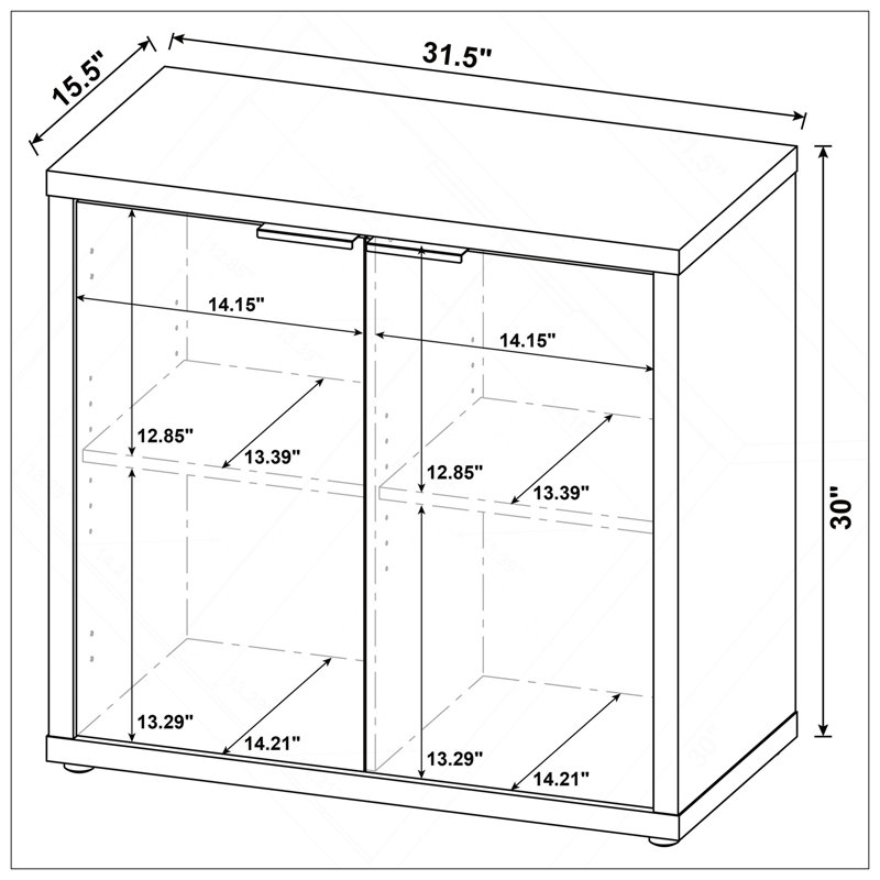 Buffet décoratif 2 portes Pamplona, H 30 po x l 31,5 po x P 15,5 po